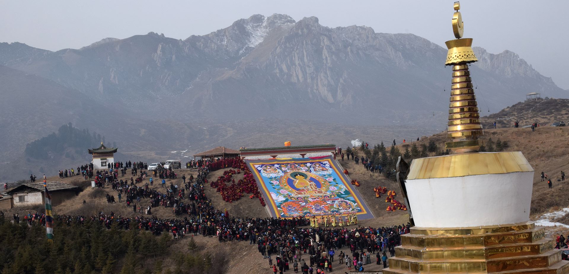 Monlam Festival (New Year's Festival, Losar) in Langmu Si