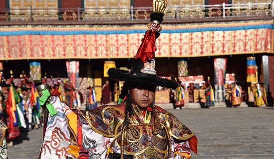 Mask Dance (Cham) Festival during Summer Prayer at Tsurpu Monastery