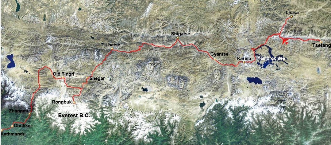 Overland Tour from Lhasa via Everest to Kathmandu
