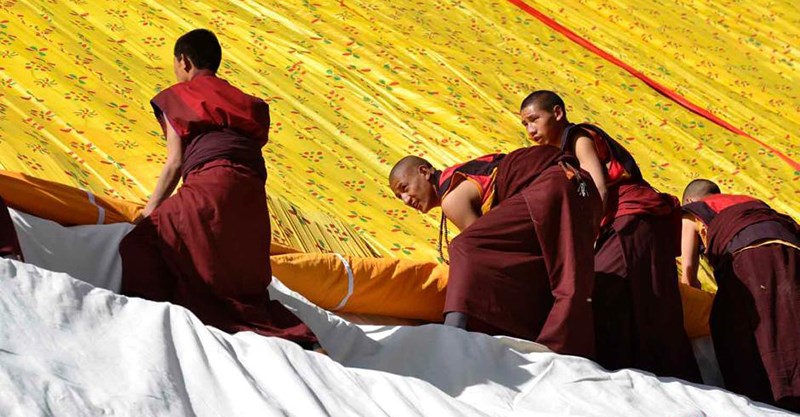 Exhibition of Thangka in Tsurpu Monastery