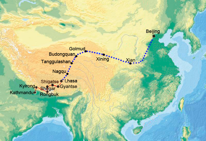 Recorrido en tierra desde Pekín, pasando por Xian, Lhasa y el BC del Monte Everest, hasta Katmandú